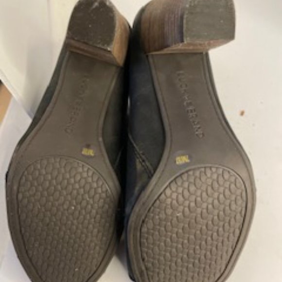 Lucky Brand Pabla Open Toe Side Zip Black Leather Ankle Bootie Size 7 - Picture 6 of 12